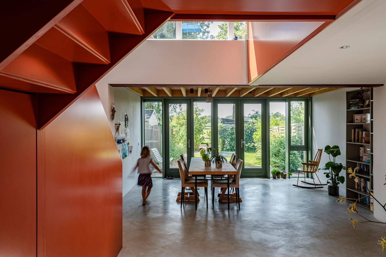 The transformed dike house opening towards the polder